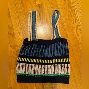 Veronica Beard Tweed Pattern Square Neckline Crop Top